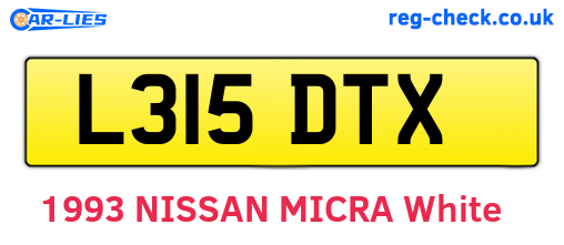 L315DTX are the vehicle registration plates.