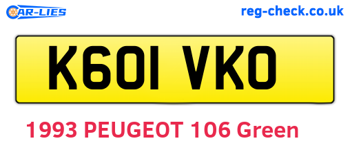 K601VKO are the vehicle registration plates.