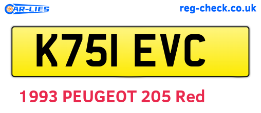 K751EVC are the vehicle registration plates.