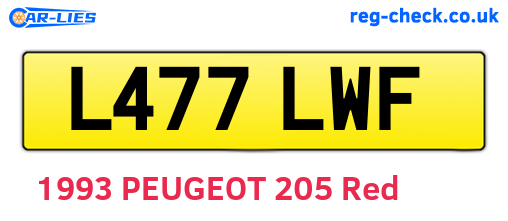L477LWF are the vehicle registration plates.