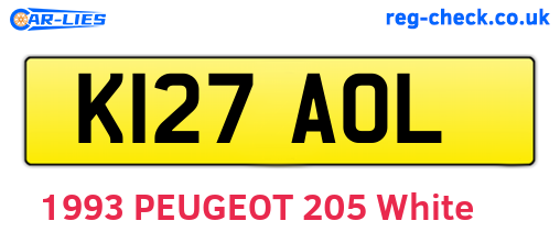 K127AOL are the vehicle registration plates.