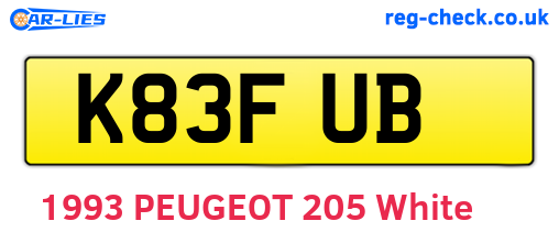 K83FUB are the vehicle registration plates.