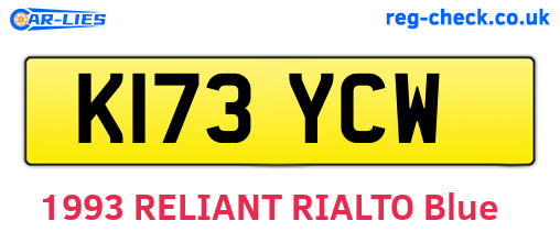 K173YCW are the vehicle registration plates.