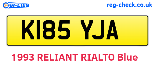 K185YJA are the vehicle registration plates.