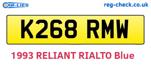 K268RMW are the vehicle registration plates.