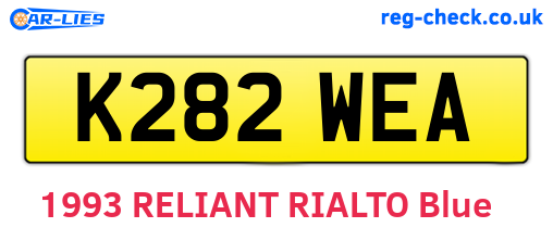 K282WEA are the vehicle registration plates.