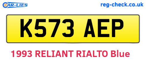 K573AEP are the vehicle registration plates.