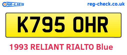 K795OHR are the vehicle registration plates.