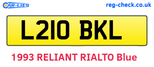 L210BKL are the vehicle registration plates.