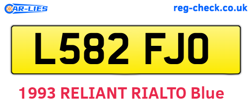 L582FJO are the vehicle registration plates.