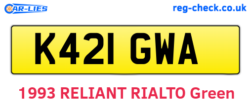 K421GWA are the vehicle registration plates.