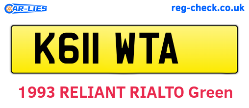 K611WTA are the vehicle registration plates.