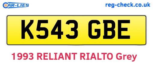 K543GBE are the vehicle registration plates.