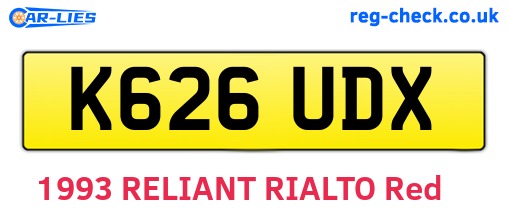 K626UDX are the vehicle registration plates.