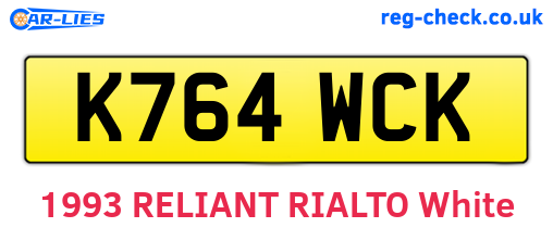 K764WCK are the vehicle registration plates.