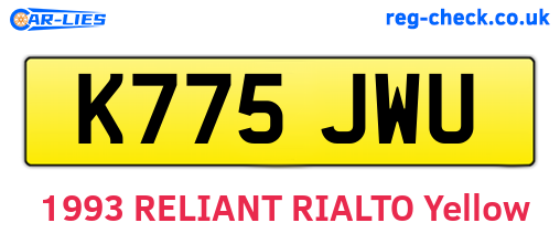 K775JWU are the vehicle registration plates.