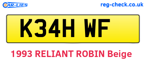 K34HWF are the vehicle registration plates.