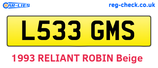 L533GMS are the vehicle registration plates.