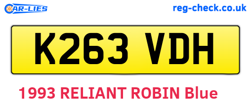 K263VDH are the vehicle registration plates.