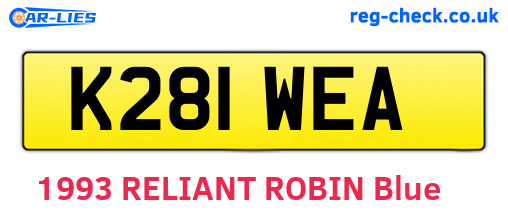 K281WEA are the vehicle registration plates.