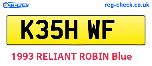 K35HWF are the vehicle registration plates.