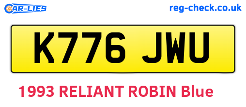 K776JWU are the vehicle registration plates.