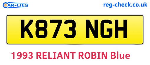 K873NGH are the vehicle registration plates.