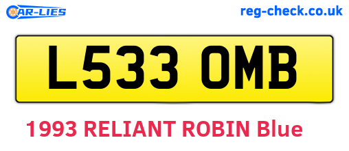 L533OMB are the vehicle registration plates.