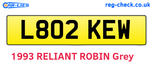 L802KEW are the vehicle registration plates.