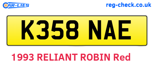 K358NAE are the vehicle registration plates.