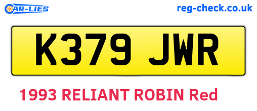 K379JWR are the vehicle registration plates.