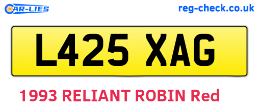 L425XAG are the vehicle registration plates.