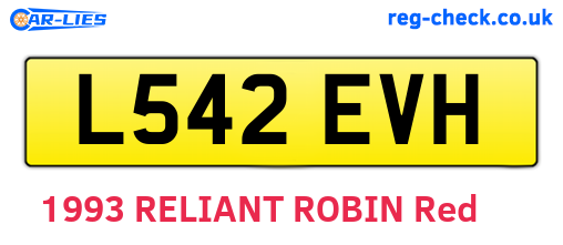 L542EVH are the vehicle registration plates.