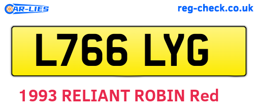 L766LYG are the vehicle registration plates.
