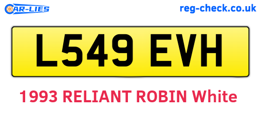 L549EVH are the vehicle registration plates.