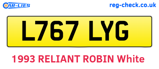 L767LYG are the vehicle registration plates.
