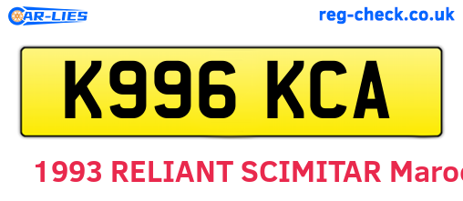 K996KCA are the vehicle registration plates.