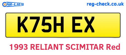 K75HEX are the vehicle registration plates.