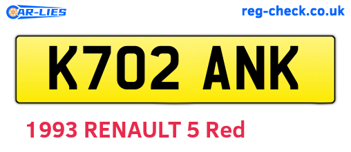K702ANK are the vehicle registration plates.