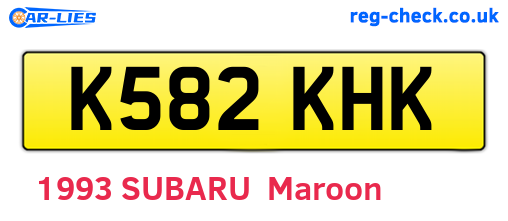 K582KHK are the vehicle registration plates.