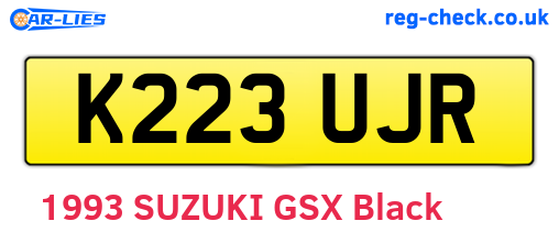 K223UJR are the vehicle registration plates.