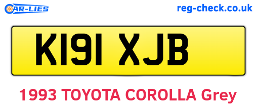 K191XJB are the vehicle registration plates.