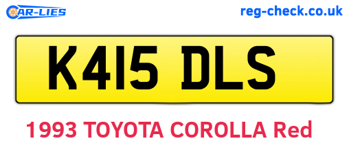 K415DLS are the vehicle registration plates.