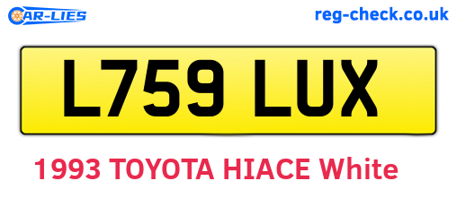 L759LUX are the vehicle registration plates.