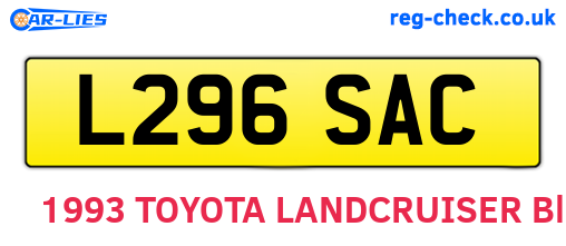 L296SAC are the vehicle registration plates.