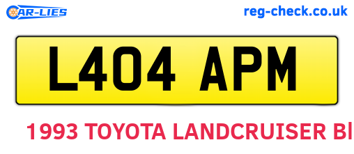 L404APM are the vehicle registration plates.