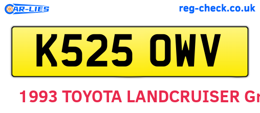 K525OWV are the vehicle registration plates.
