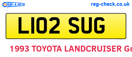 L102SUG are the vehicle registration plates.