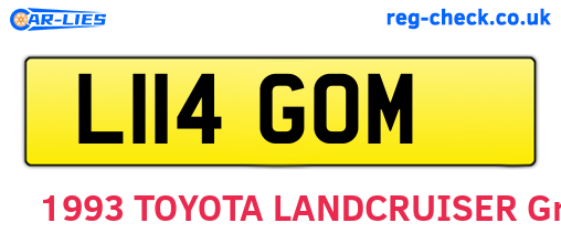 L114GOM are the vehicle registration plates.