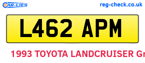 L462APM are the vehicle registration plates.